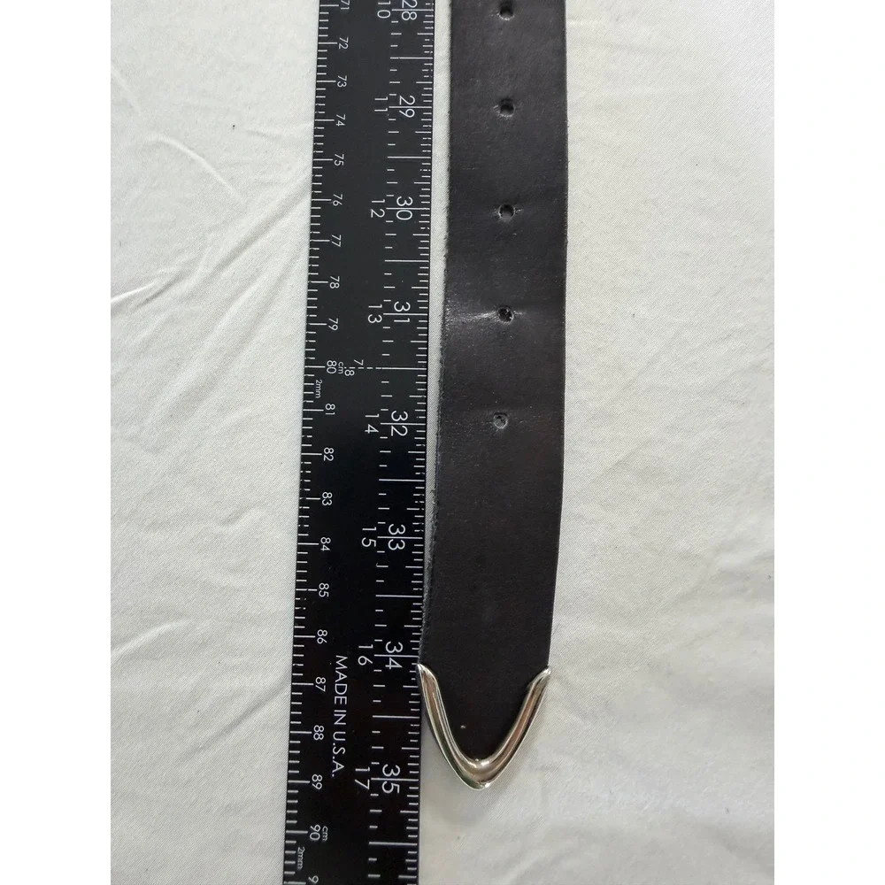 The Leather Shop Vintage Cactus Concho Belt Black Genuine Leather USA Size 30‎